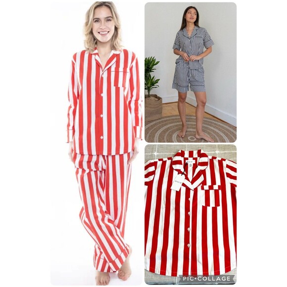 Denise Rae Zee Zee Pajama Shorts Set Red & White Stripes Women’s S NWT - Picture 1 of 16